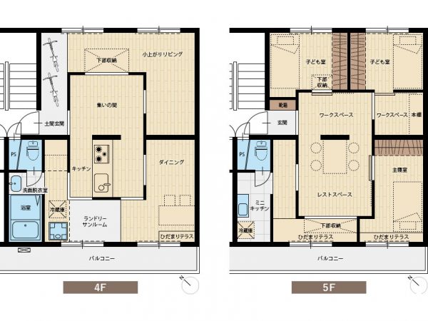 「タテ ニコイチ」の間取り図。写真提供：大阪府住宅供給公社