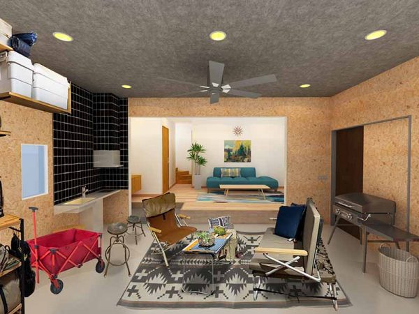 『プレジャーレジデンスGARAGE LIFE』の監修者の小林夕里子氏。「ガレージがクールな一方、リビングスペースはナチュラルを基調にコーディネートしました。夢のガレージハウスで、より充実したおうち時間を過ごしていただけたら嬉しいです」