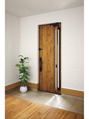 ドアを閉めたまま、内開き通風機構を開くだけで、部屋の中を換気するのに十分な通風面積が得られる。通風部の網戸には「クリアネット」を使用。通風部は侵入防止に有効なサイズとし、防犯にも配慮。[ヴェナートD30] 通風ドア　YKK AP