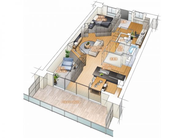 住まいのどこからでもアクセスしやすい団らんのリビング
