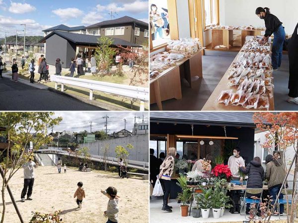 イベント時のコミュニティハウス周辺。出店でパンやお弁当を買い、広場で子どもたちを遊ばせる風景も</br>（写真提供：トータテ都市開発）