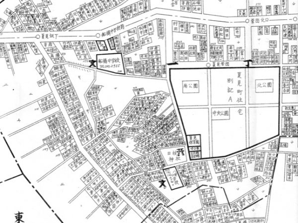 マンハッタンみたいな地形の夏見台の1965年　資料：国土地理院データベース