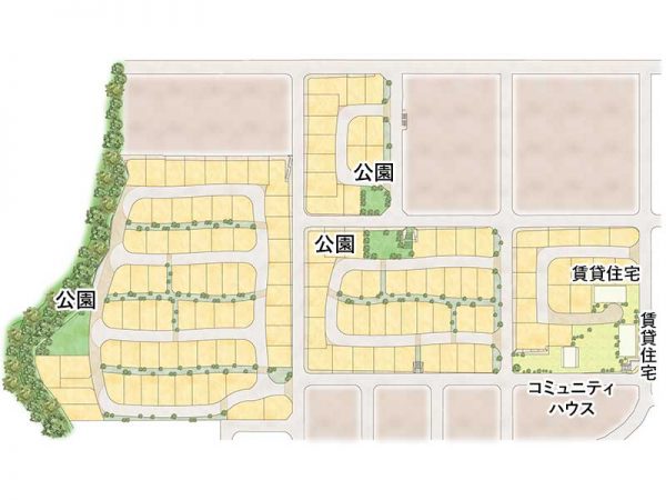 『SATONOWA』区画図のイメージイラスト。設計段階のものなので実際とは異なる（図版提供：トータテ都市開発）