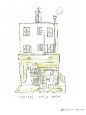 上2点／黙々と作業する木下さん。壁に珪藻土を塗り、床にはタイルカーペットを貼っている。</br>下2点／リノベーション後の203号室。傷や配線跡が目立つ壁は、お手製のデスクと棚で隠した。部屋のイメージに合わせてベッドもリメイク（写真提供：のあそびlabo）