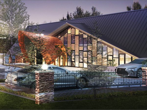 ▲銅板の屋根が目を惹くクラブハウス。館内は空港ラウンジのような空間で、セルフサービスでコーヒーやアルコール等を飲みながらゆったりと過ごすことができる。クラブハウスの入退館を含め、敷地内のセキュリティゲートはすべて専用アプリで管理。駐車場は事前にETCを登録しておくと入場できる仕組みになっている