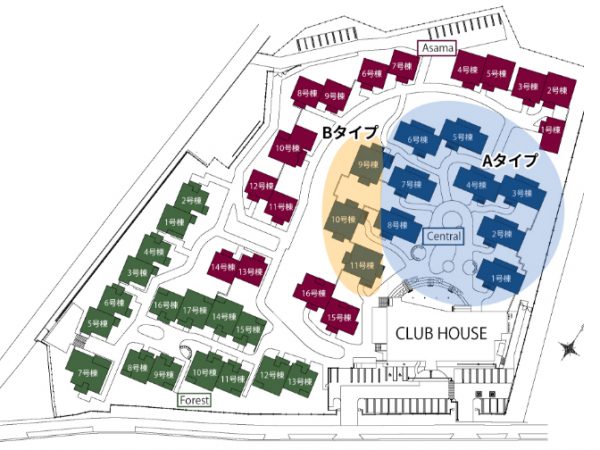 ▲総戸数は44戸で間取りは1LDK～2LDK（72.46m2～123.39m2）まで全14タイプ。石材や木材、建具カラーなど内装デザインはすべて異なっているため、44通りの中から好みの住戸を選ぶことができる。施工を担当したのは北海道の土屋ホームと、地元長野のバルト。いずれも寒冷地における住まいづくりのノウハウを熟知したハウスメーカーだ