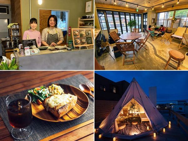 1階のカフェスペースで開催されたイベントの様子。上2点はコーヒーをテーマにしたイベント、下2点は近隣のアーティストによる「ゴミ×アート展」（写真提供：のあそびlabo）