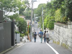 右手にあるのが大谷石積み造擁壁。すべてが不適格というわけではないが、劣化しているものも多い