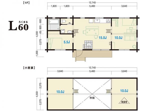 L60モデル：梯子を上がれば、約10畳の小屋裏空間が2つある。収納や作業空間として有効活用できそうだ。【仕様】躯体サイズ：幅12.7m×奥行4.5m、延床面積（1階∔小屋裏）：91.08m2、標準価格（税込）：1,850万円