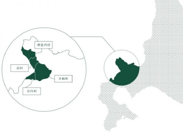 「岩宇まちづくり連携協議会」広域観光部会のホームページで紹介されている4町村の地図