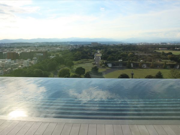 ホテルの最上階から見える風景。手前はインフィニティプールである