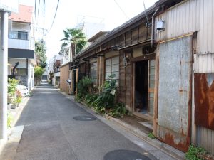 2022年6月、修復途中で訪れた時の長屋の様子。以前はそこに長屋があることすら分からなかったというから、これでもだいぶ良くなった状態