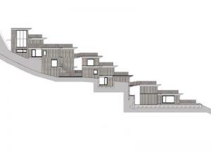 傾斜のある地形を生かしていることが分かる立面図