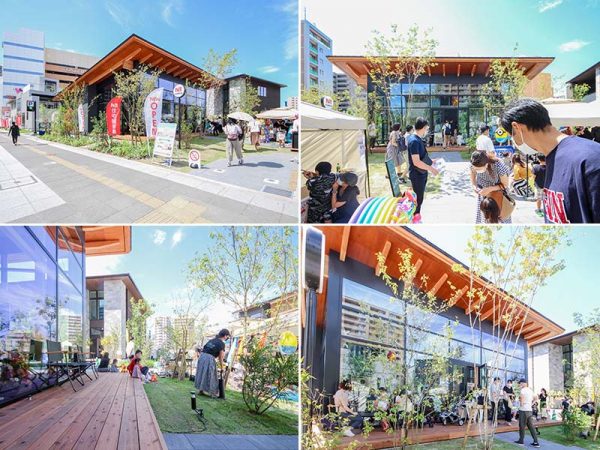 「hit 香椎宮前住宅展示場」オープニングイベント時のセンターハウス周辺の様子。多くの子連れ客で賑わった</br>（写真：ブルースタジオ）