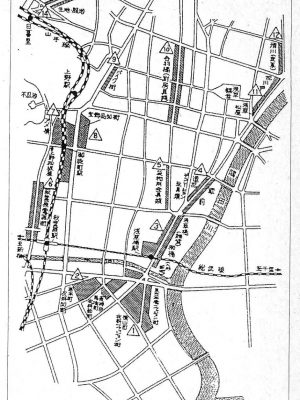 1987年頃の台東区と問屋街　出所：台東区史　資料：『東京問屋街ガイド1987～1988』（内田一廣編）