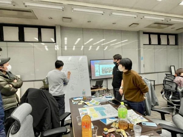 チームに分かれて、積極的に意見を出し合う