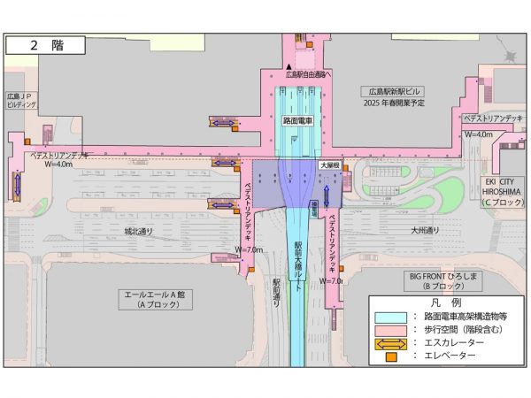 駅ビル1階 ・南口広場 完成予定レイアウト（提供：広島市）