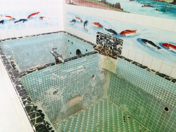 建物の横手には大量の材木。ボランティアの仲間が木をくれたり、割ってくれたりと手伝ってくれている