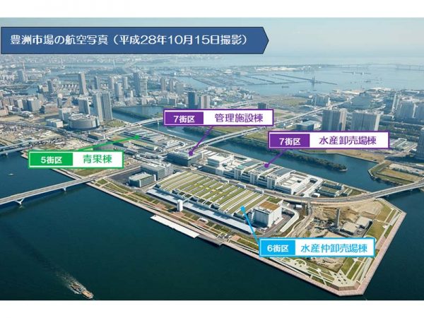 豊洲市場建設工事写真 | 6街区 水産仲卸売場棟
<br>出典：東京都中央卸売市場