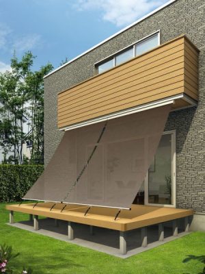 窓上部のボックスから引き下げるだけで日差しをカットする。窓枠や壁面に、専用金具で取り付けるだけの簡単施工。[スタイルシェード] LIXIL