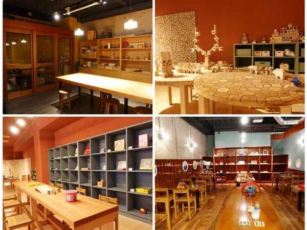 けん玉が置かれたコーナー。けん玉や独楽など単純だが奥が深い遊具に子どもたちは夢中になるようだ