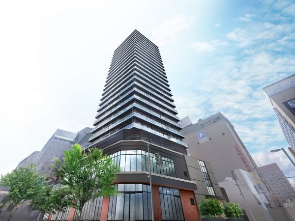 「プレミスト旭川ザ・タワー」が建設されている場所付近から望む平和通買物公園