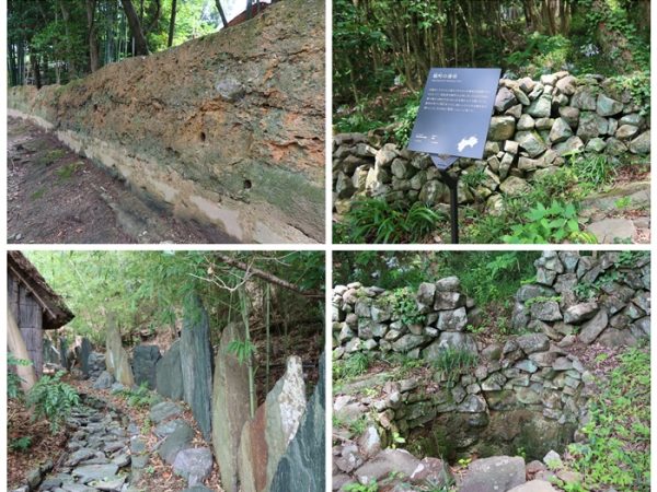 土間から上がったところは竹のすのこ敷きという吉野家住宅。住宅周囲には強風を防ぐための石垣が築かれていた