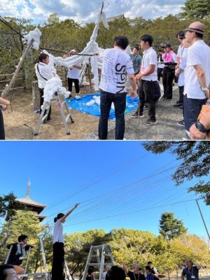 残暑が厳しいなか、日が暮れるまで前日作業は続く。時には講師陣も自ら手を動かし、各班のフォリーが完成するようサポートをする