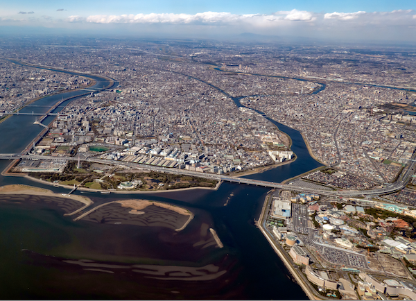 江戸川区から浦安方面上空