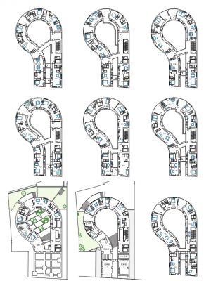 各階の平面図。最初に見た時にはなんじゃ、これは！と思った