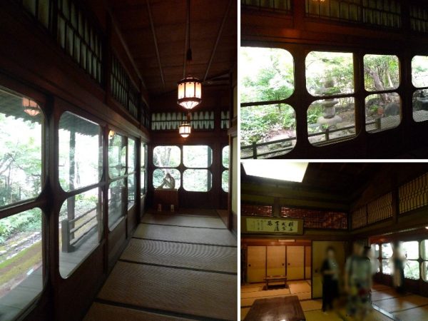 窓越しには、緑豊かな庭園の景色が広がる。庭園の眺めを楽しみながら1階の座敷を見学