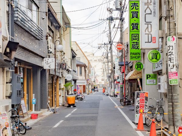 伏見町の様子。左端に見えるのがJR福山駅、下側は駅前ロータリー