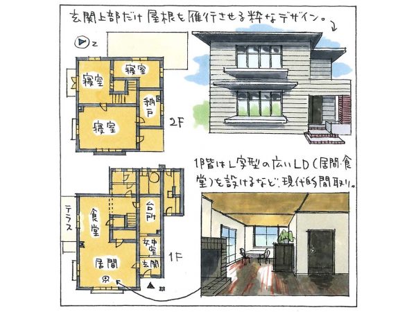 食堂から居間を見る。右の扉を開けるとテラスに出る（写真：大竹央祐）