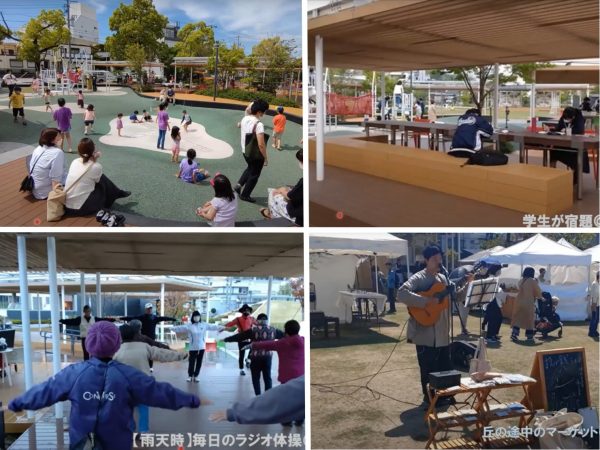 岡崎市中心部の公共空間を結ぶと「Q」の字の動線が見えてくること、また岡崎城跡の「総曲輪（そうぐるわ）」の一部と重なることが「QURUWA戦略」名づけの由来（中川氏の投映資料より）