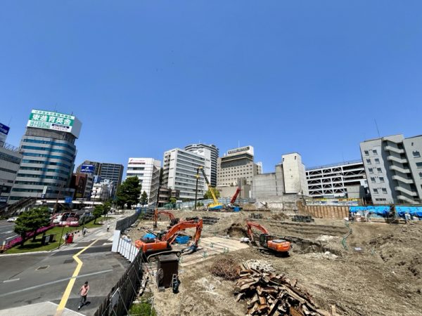 水戸駅北口の市街地再開発事業の状況（2024年5月撮影）