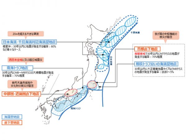 今後想定される大規模地震（出典：内閣府「防災情報のページ　地震災害」）