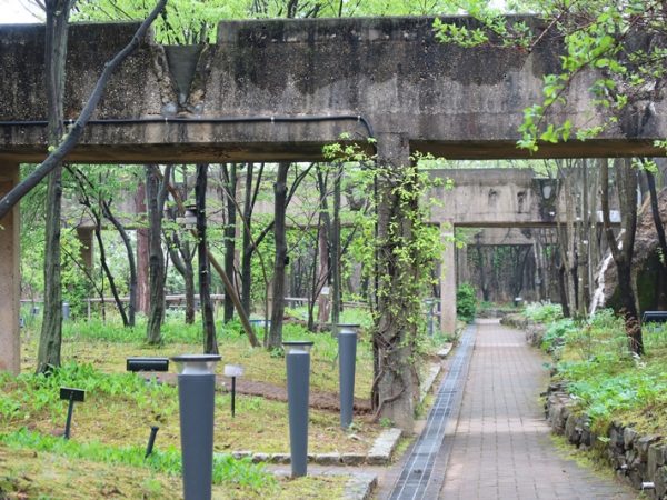 仙遊島へ渡る橋の途中で仙遊島（ソニュド）駅方向を振り返ったもの。たくさんの高層住宅が並んでいた