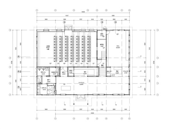シネマネコの図面。設計は海外で古い建物を再生などに携わっていた人が引き受けてくれた