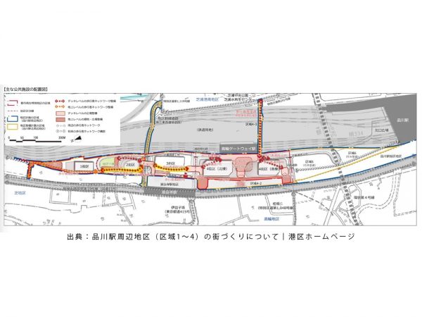 品川駅北周辺地区の再開発の配置図