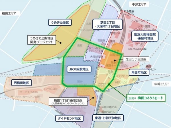 「阪急ターミナルビル」（1972年開業）の建て替え、「阪急三番街」（1969年開業）の全面改修も予定されている（2024年7月撮影）
