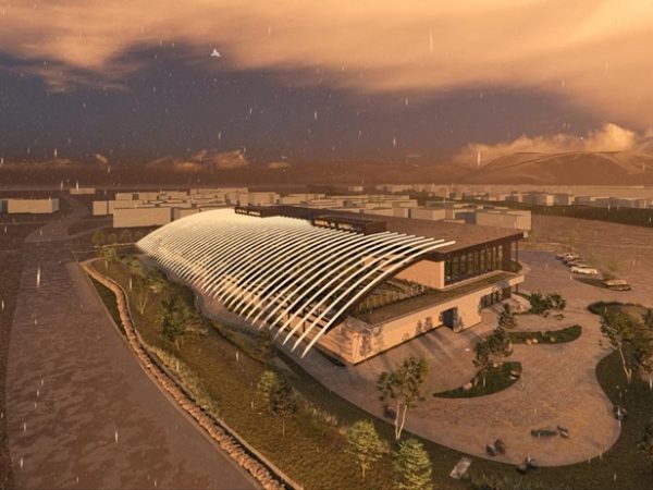 水を循環させる仕組みを取り入れた企業の本社ビル（写真提供/スタジオテラ）