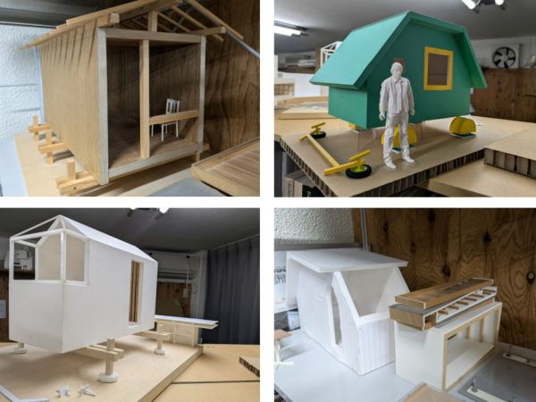 村井氏の小屋のスケッチ案。試行錯誤を感じさせる