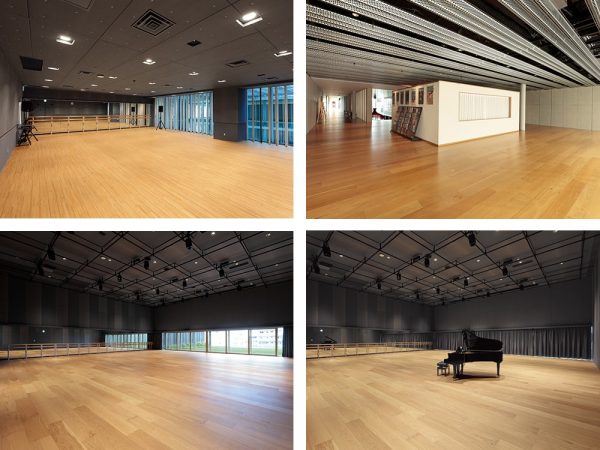 左上：練習室、右上：ギャラリー、左下・右下：アートサロン（提供：岡山芸術創造劇場）