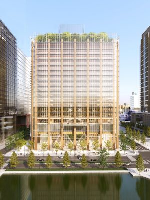 純木造のビルとしては最も高い地上11階建ての「Port Plus」（提供：株式会社大林組　撮影：株式会社エスエス 走出直道）