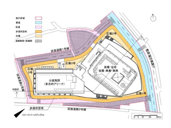 三河島駅前北地区第一種市街地再開発事業の配置計画図　※東京都報道発表資料「三河島駅前北地区市街地再開発組合の設立を認可します（2023年2月6日）」