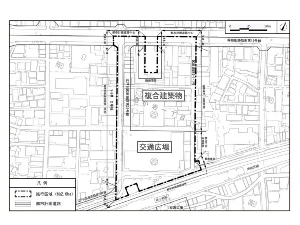 駅北口市街地再開発事業の区域　※出典：「JR小岩駅北口地区第一種市街地再開発事業　事業計画書（2023年9月6日）」を一部編集