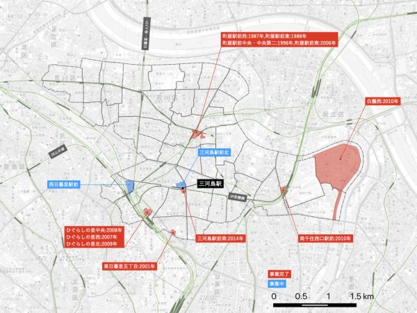 三河島駅の位置（※出典：国土地理院を加工して作成）