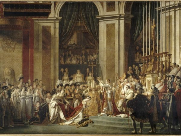「ナポレオンの戴冠式」。建物の様子は現在と異なっている（画像はルーブル美術館のサイトからダウンロードしたもの。著作権フリーで使えるようになっている）