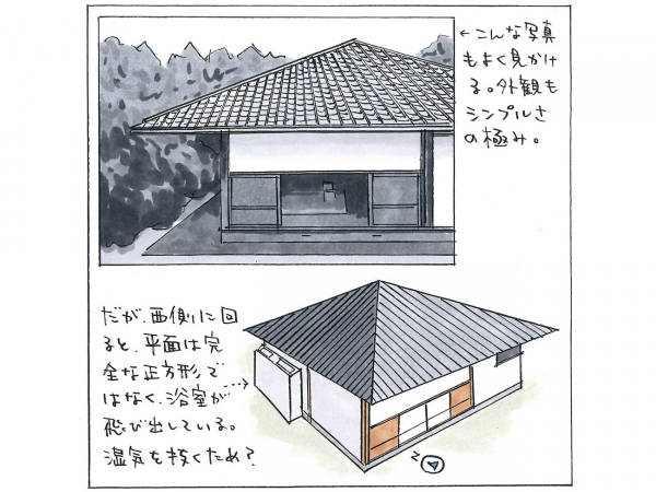 実は正方形から飛び出した浴室（イラスト：宮沢洋）