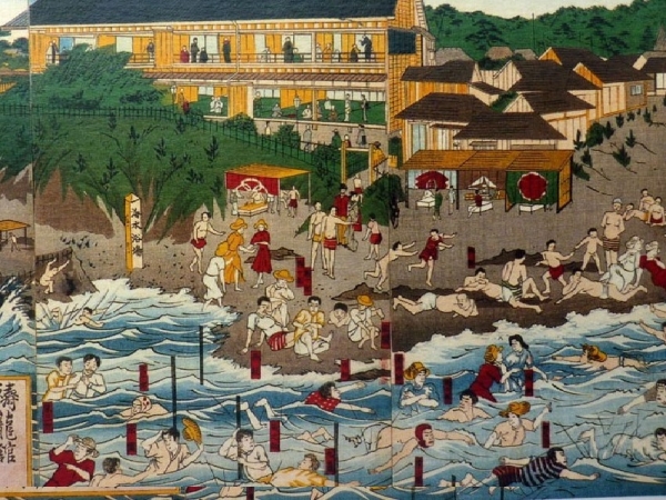 鴫立庵に展示されていた渋沢栄一の署名がある寄進帳。渋沢の右にあるのは富岡製糸場の尾高惇忠場長の署名